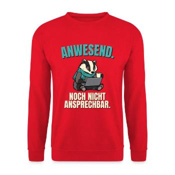 Büro-Dachs nicht ansprechbar - Unisex Pullover - Rot - Vorne - Alina (178cm) & Michal (187cm)