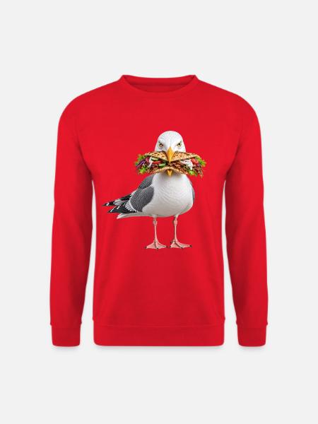 Silbermoewe-mit-Doener Möwe - Unisex Pullover - Rot