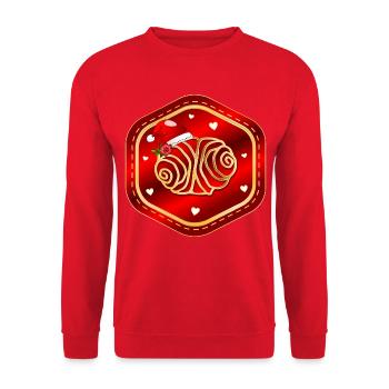 Weihnachten Hamburg Franzbrötchen - Unisex Pullover - Rot - Vorne - Alina (178cm) & Michal (187cm)