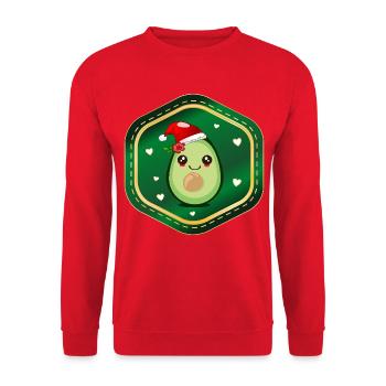 Weihnachts-Avocado - Unisex Pullover - Rot - Vorne - Alina (178cm) & Michal (187cm)