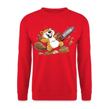 Neun Gänse, neun Stimmungen: lustig, wild, verrück - Unisex Pullover - Rot - Vorne - Alina (178cm) & Michal (187cm)