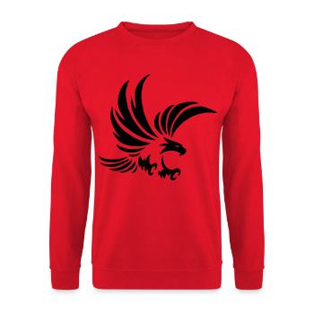 Schwarzer Totemadler - Unisex Pullover - Rot - Vorne - Alina (178cm) & Michal (187cm)
