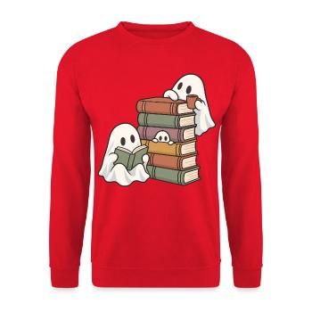 Büchergeister - Unisex Pullover - Rot - Vorne - Alina (178cm) & Michal (187cm)