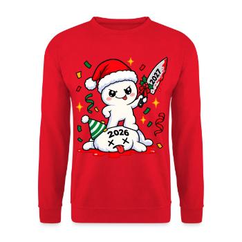 New Year 2027, Funny Goodbye 2026, Cute New Year's - Unisex Pullover - Rot - Vorne - Alina (178cm) & Michal (187cm)