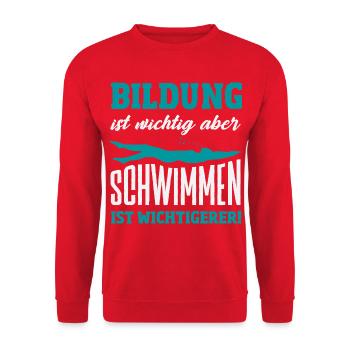 Schwimmsport Schwimmer Spruch Geschenk - Unisex Pullover - Rot - Vorne - Alina (178cm) & Michal (187cm)