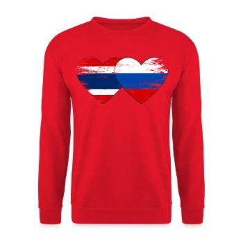 Thailand Russland Flagge Herz used - Unisex Pullover - Rot - Vorne - Alina (178cm) & Michal (187cm)