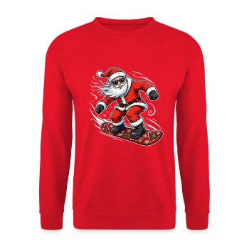 Cooler Snowboard Weihnachtsmann - Weihnachten - Unisex Pullover - Rot - Vorne - Alina (178cm) & Michal (187cm)