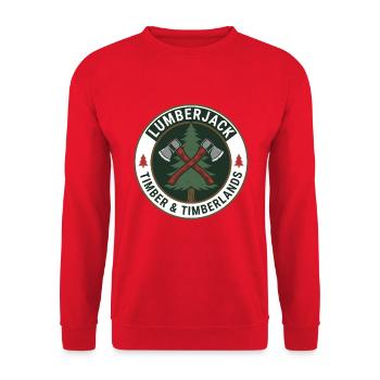 Stickerjack Crossed Axes Kiefernbaum-Abzeichen Geschenk - Unisex Pullover - Rot - Vorne - Alina (178cm) & Michal (187cm)