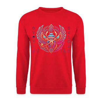 Mystisches Geflügeltes Auge - Unisex Pullover - Rot - Vorne - Alina (178cm) & Michal (187cm)