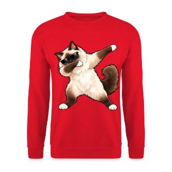 Dabbing Birma-Katze – Lustiger Katzentanz - Unisex Pullover - Rot - Vorne - Alina (178cm) & Michal (187cm)