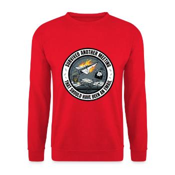 Ein weiteres Treffen überlebt E-Mail Firmen-T-Shirt - Unisex Pullover - Rot - Vorne - Alina (178cm) & Michal (187cm)