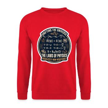 Physik Gesetze Sticker Universum - Unisex Pullover - Rot - Vorne - Alina (178cm) & Michal (187cm)