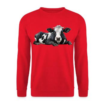 Kuh - Unisex Pullover - Rot - Vorne - Alina (178cm) & Michal (187cm)