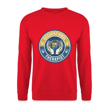 Vintage Ergotherapeut Helping Hands Abzeichen - Unisex Pullover - Rot - Vorne - Alina (178cm) & Michal (187cm)