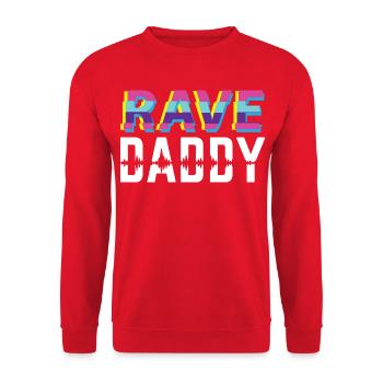 Rave Daddy Techno Papa Raver Vatertag - Unisex Pullover - Rot - Vorne - Alina (178cm) & Michal (187cm)