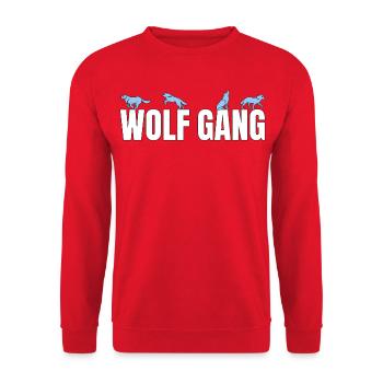 Wolf Gang Wolfgang Nachname Wölfe Rudel Wolfsrudel - Unisex Pullover - Rot - Vorne - Alina (178cm) & Michal (187cm)