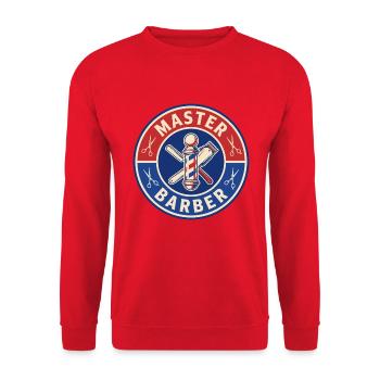 Vintage Master Barber Straight Razor Pole Patch - Unisex Pullover - Rot - Vorne - Alina (178cm) & Michal (187cm)