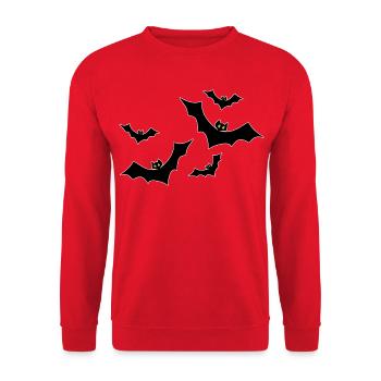 Fledermäuse gruselig Halloween - Unisex Pullover - Rot - Vorne - Alina (178cm) & Michal (187cm)