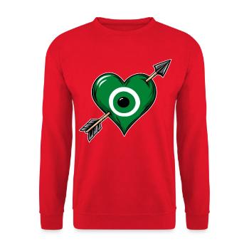 Nazarherz mit Pfeil Grün - Unisex Pullover - Rot - Vorne - Alina (178cm) & Michal (187cm)
