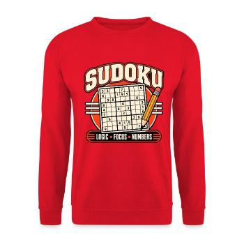 Sudoku-Logikzahlen - Unisex Pullover - Rot - Vorne - Alina (178cm) & Michal (187cm)