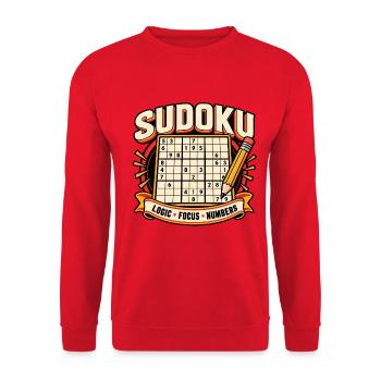 Sudoku-Logikzahlen - Unisex Pullover - Rot - Vorne - Alina (178cm) & Michal (187cm)