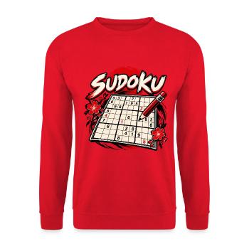 Sudoku - Unisex Pullover - Rot - Vorne - Alina (178cm) & Michal (187cm)