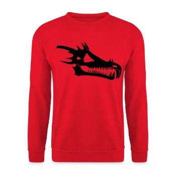 Schwarzer Drachenschädel - Unisex Pullover - Rot - Vorne - Alina (178cm) & Michal (187cm)