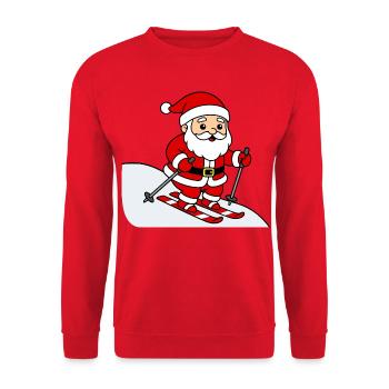 Süßes Kawaii-Weihnachtsmann-Ski-Winteroutfit - Unisex Pullover - Rot - Vorne - Alina (178cm) & Michal (187cm)