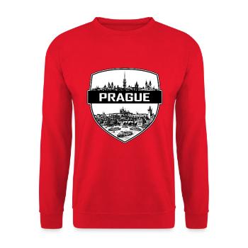 Prager Tschechische Republik Schildwappen Schlossgeschenk - Unisex Pullover - Rot - Vorne - Alina (178cm) & Michal (187cm)