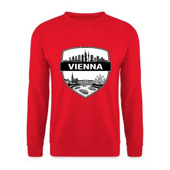 Wiener Österreich Schildwappen Schloss Schönbrunn - Unisex Pullover - Rot - Vorne - Alina (178cm) & Michal (187cm)