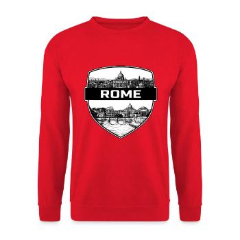 Rom, Italien, Schildwappen, Kolosseum, Vatikangeschenk, Geschenk - Unisex Pullover - Rot - Vorne - Alina (178cm) & Michal (187cm)