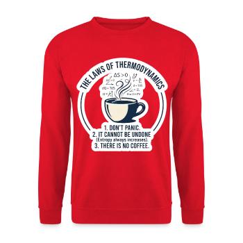 Thermo Kaffee Gesetze - Unisex Pullover - Rot - Vorne - Alina (178cm) & Michal (187cm)