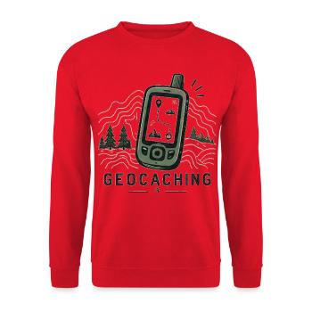 Geocaching GPS-Abenteuer - Unisex Pullover - Rot - Vorne - Alina (178cm) & Michal (187cm)