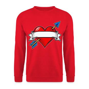 Herz mit Pfeil Pop Art Banner - Unisex Pullover - Rot - Vorne - Alina (178cm) & Michal (187cm)