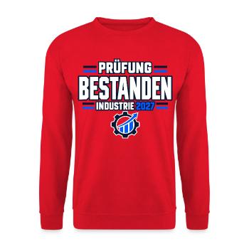 Prüfung bestanden – Industrie Abschluss 2027 - Unisex Pullover - Rot - Vorne - Alina (178cm) & Michal (187cm)