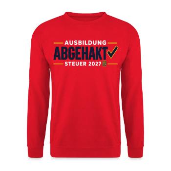 Offiziell Steuerfachkraft – Abschluss 2027 - Unisex Pullover - Rot - Vorne - Alina (178cm) & Michal (187cm)