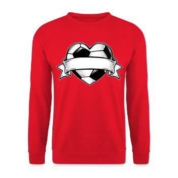 Fußballherz mit Banner - Unisex Pullover - Rot - Vorne - Alina (178cm) & Michal (187cm)