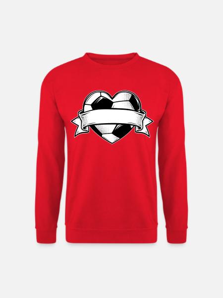 Fußballherz mit Banner - Unisex Pullover - Rot