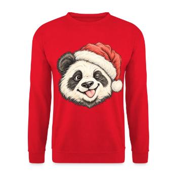 Süßer zwinkernder Panda Roter Winterhut - Unisex Pullover - Rot - Vorne - Alina (178cm) & Michal (187cm)