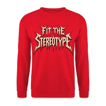 Passe zum stereotypen Heavy-Metal-Lettering-Zitat - Unisex Pullover - Rot - Vorne - Alina (178cm) & Michal (187cm)
