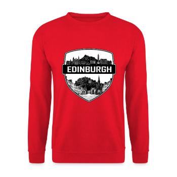 Edinburgh Scotland Shield Wappen Royal Mile Geschenk - Unisex Pullover - Rot - Vorne - Alina (178cm) & Michal (187cm)