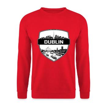 Dublin Irland Schildwappen Ha Penny Bridge Geschenk - Unisex Pullover - Rot - Vorne - Alina (178cm) & Michal (187cm)