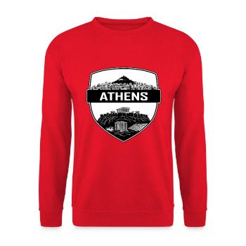 Athen, Griechenland, Schild, Wappen Akropolis, Parthenon - Unisex Pullover - Rot - Vorne - Alina (178cm) & Michal (187cm)