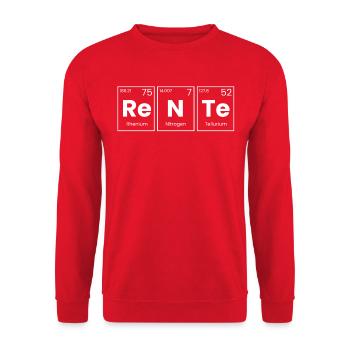 Chemie Elemente Periodensystem Design Wort Rente - Unisex Pullover - Rot - Vorne - Alina (178cm) & Michal (187cm)