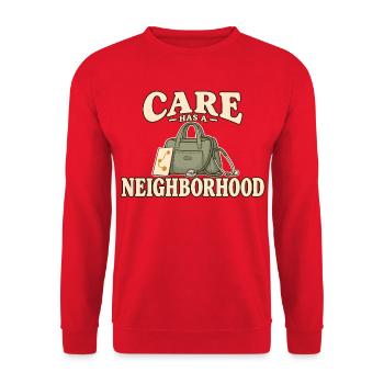 Gemeindepflege mit Pflegetasche und Routenkarte - Unisex Pullover - Rot - Vorne - Alina (178cm) & Michal (187cm)
