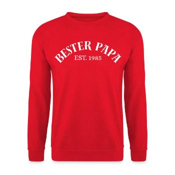Bester Papa Est. 1985 Geschenk Shirt - Unisex Pullover - Rot - Vorne - Alina (178cm) & Michal (187cm)