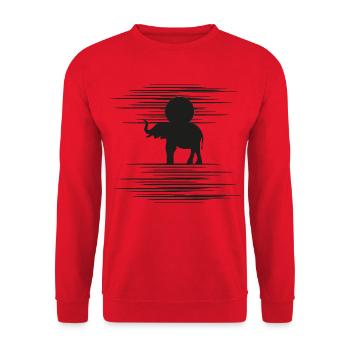 ELEPHANT WITH SUN ON HIS BACK - Unisex Pullover - Rot - Vorne - Alina (178cm) & Michal (187cm)