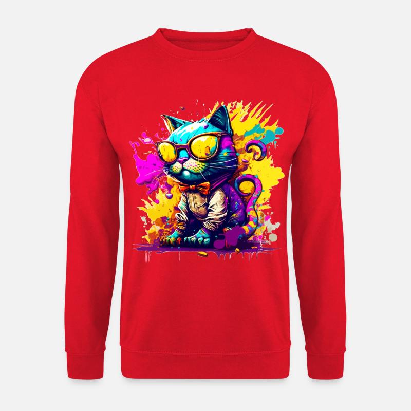 Katze im Graffiti Stil - Unisex Pullover - Rot