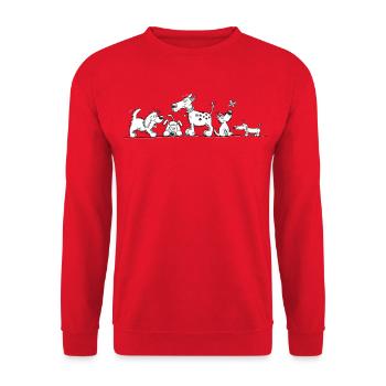 Funny Dog Motif with Cartoon Dogs - Unisex Sweatshirt - red - Front - Alina (178cm) & Michal (187cm)