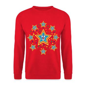 9.Faschings Sterne mit Konfetti. - Unisex Pullover - Rot - Vorne - Alina (178cm) & Michal (187cm)